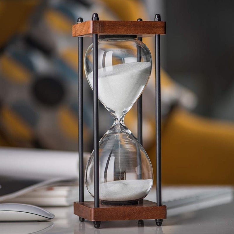 SAMLONG Large Hourglass Timer 30 Minute, Decorative Wooden Sandglass, White - Image 1